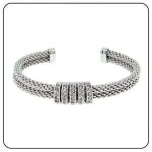 Silver white CZ’s cable bangle